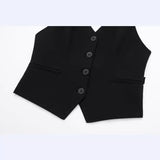 Spring Style Back Hollowed-Out Cut Buckle Vest 1608123-Outfit