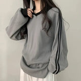 Polo Collar Embroidered Waffle Sweatshirts-Outfit