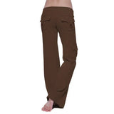 Elastic Waist Button Pocket Yoga