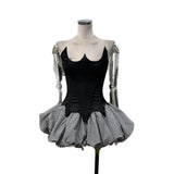 Personalized Demon Horn Fish Bone High-End Satin Strap Bras + Tangle Pongasaki Short Skirts Two