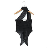 New Spring Anti-Slip Strip Irregular Sexy Neck-Hanging Blouse-Outfit