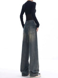 Vintage Dark Wash High Waist Boyfriend Jeans-Outfit