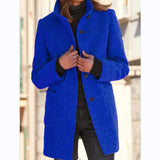 Winter Women's Casual Woolen Outerwear Elegant Solid Warm Blazer Coats Long Sleeve Single-breasted Office Jackets