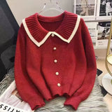 New Online Celebrity Popular Doll Collar Sweater Thickened In Autumn And Winter, Loose Temperament, Small Fragrant Wind Bottomed Blouse-Outfit