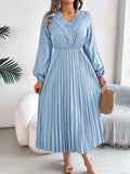 Shooting 2025 Spring And Summer Elegant Temperament V-Neck Lace Waist 100-Folded Dress Women's