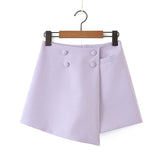 Cropped Buttoned Blazer And Skirt Two Piece Set-Outfit