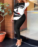 Fongt 2024 Women's Two Sets Of Fashion Printed Trousers