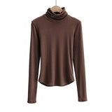 Women 2020 Fashion Solid Crop Turtleneck Knitted Sweater jumper big strethy Slim Pullovers Chic Tops