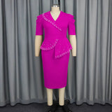Fongt New Nail-Peared Leaf-Side Dress Party Temperament Packed Bing Dress
