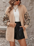 Fongt Spring And Autumn Leopard Prints Knitted Cardigan Women Fashion Lazy Loose Sweater Women