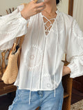 Fongt 2025 Women's New South French Vacation Shirt Women's Sleeves Sunscreen French White Shirt Women's