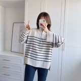 New Winter Sweater With Loose Stripes And Casual Sweaters-Outfit