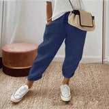 Fongt Women Cotton Trousers Pocket Tight Slacks Women's Pants