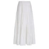 Style White Spliced Skirt 2024 Spring And Summer New Thin Loose Style Casual Half-Length Skirt-Outfit