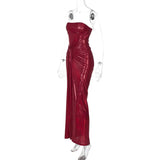 Red Sequin Wrapped Bodycon Mini Dress-Outfit