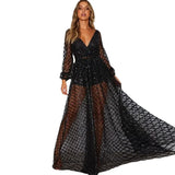 Fongt Winter New Women's Dress Hollow Sexy V-Necked Hot