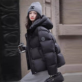 Cold Resistant Long Length Hooded Down Jacket Female 2024 Winter New Fashion Armband And Thick White Duck Down Matching Coat-Outfit