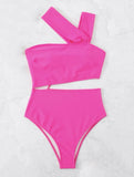 2024 New Sexy Shoulder-Style Thoracic Hollow Solid-Colored Swimsuit Bikini