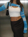 Striped Long Sleeve Bolero Knit Top-Outfit
