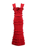 Fongt Temperament Dress Women 2025 Summer New Elegant Wind Flowers Spliced Wood Ear Design Sling