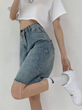 denim shorts with raw