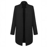 Fongt Winter New 2024 Women's Fashion Cardigan Standing Collar Solid Color Versatile Medium Coat-Outfit
