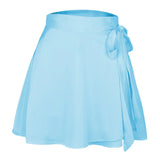 Solid High Waist Sweet Fashion Lace-up Chiffon Satin Wrap