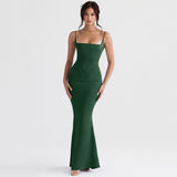 Green Elegant Mermaid Prom Dress Spaghetti Strap Bodycon Celebrity Evening Dress Formal Occasion Dresses Summer 2023-Outfit