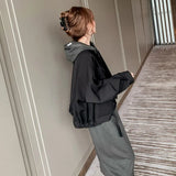 Women Streetwear Fashion Design Spring Autumn Cropped Harajuku Solid Classical Double Breasted Elegant Casual Outwear