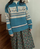 Half Zip Christmas Knit Pullover-Outfit