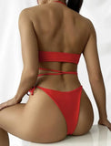 three-piece bikini swimsuit with