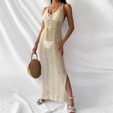 Fongt New Sweater Beach Casual Solid Color Knit Sling Knit Cover Outside-Outfit