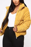 Stand Collar Puffer Coat 1028-0-Outfit