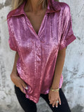 Fongt Summer New Casual Loose Hot Short-Sleeved Collar Shirt For Women