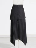 Fongt Temperament Elegant Wind 2025 Autumn New Solid Color Splicing Irregular Surrhetic Folding Mid-Dress Skirt Half-Dress Woman Trend