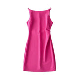 Spring New Style Spice Girl Style Shoulder Pleated Solid Color Dress Sexy Suspender Hip Skirt Woman-Outfit