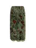 Mesh Lining Vintage Floral Midi Skirt-Outfit