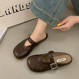 Fongt Bottom Bag Head Half Slippers Women Wear 2025 New Summer Pedaled Shoes Flat With Skirt Cool Slippers