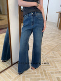Fongt Xixi 13 Line 2025 Autumn And Winter Water Washing Water High Waist Straight Barrel Grinding Plus Velvet Denim Trousers Female 5037
