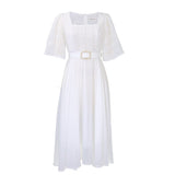 Fongt Belt 2025 New Fashion Splicing Chiffon Nails African Dress