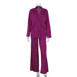 Fongt Wind 2023 New Fashion Casual Vertical Satin Suit Trousers Two Sets Of Women's High-End-Outfit