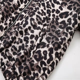 Fongt Women's Explosive Leopard Print Zipper Long-Sleeved Cotton Jacket Jacket
