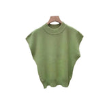 Summer New Korean Version Of The Elegant Round Neck Pure Color Simple Thin Sexy Sleeveless