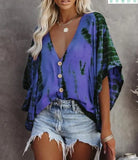 Tees Button V Neck Sexy Casual Befree Short Sleeve