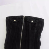 And Winter New Corset Zipper Denim Blouse 8197244-Outfit