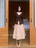 Fongt Xixi 2025 Autumn White Standard Temperament With Pure Color High Waist Slim Half Skirt Hair Long Dress 85305