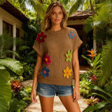 Fongt Small Fragrant Temperament V-Neck Bow Bow With Beads Button Opening Knitted Dress