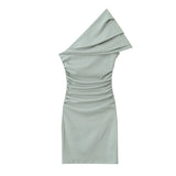 New Spring Style Off-Shoulder Asymmetrical Slimming Mini Dress 3644303-Outfit