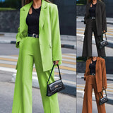 Fongt Spot 2024 Autumn / Winter New Solid Color Long Sleeve Women's Street Shot Two Casual Suit Sets-Outfit