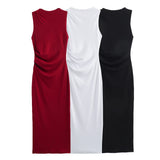 New Wrinkle Decorative Thread Slim Dress 1044158-Outfit